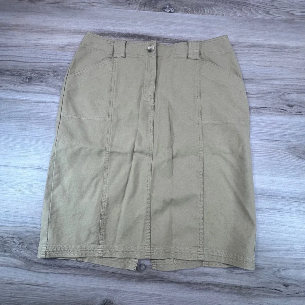 Isaac Mizrahi‎ for Target Khaki Cotton Pencil Skirt Tan Utility Knee Length 10